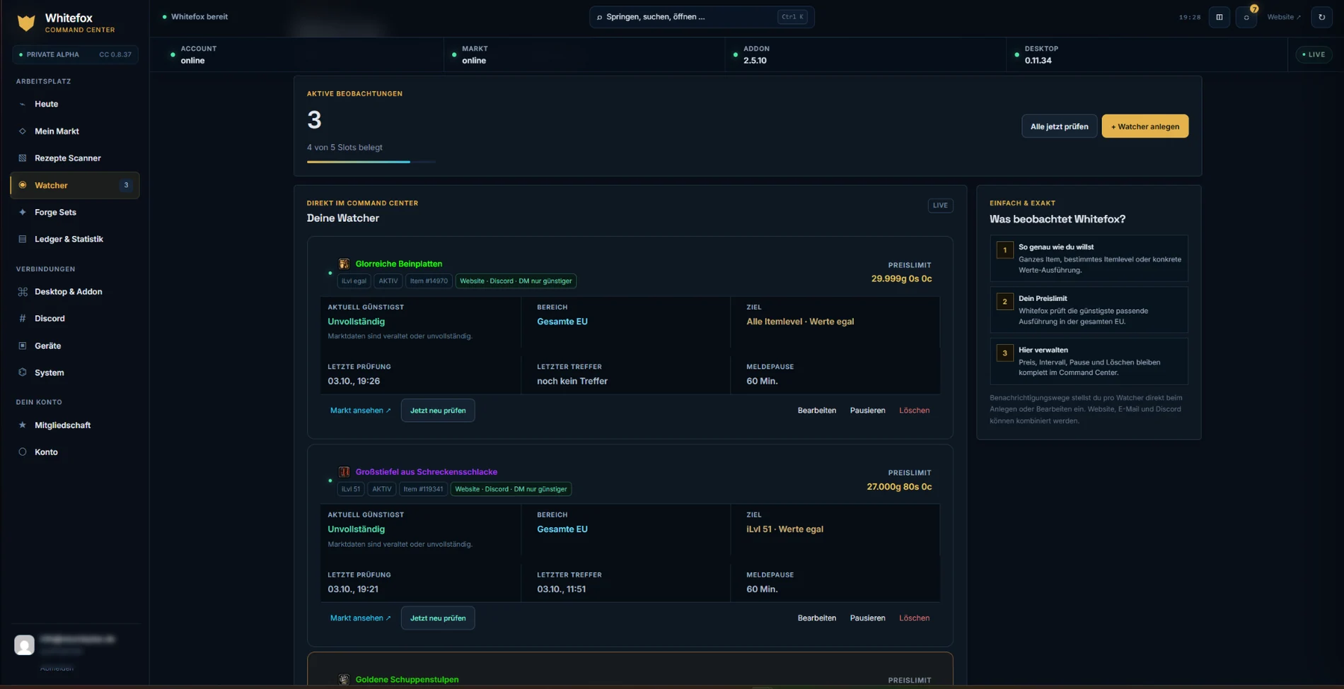 Whitefox Command Center Watcher