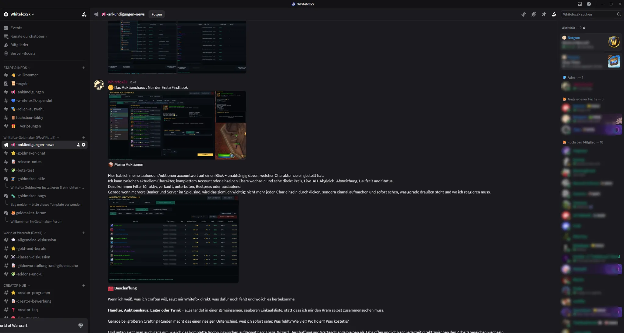 Whitefox Discord mit Hilfe, Bugs und Beta-Test