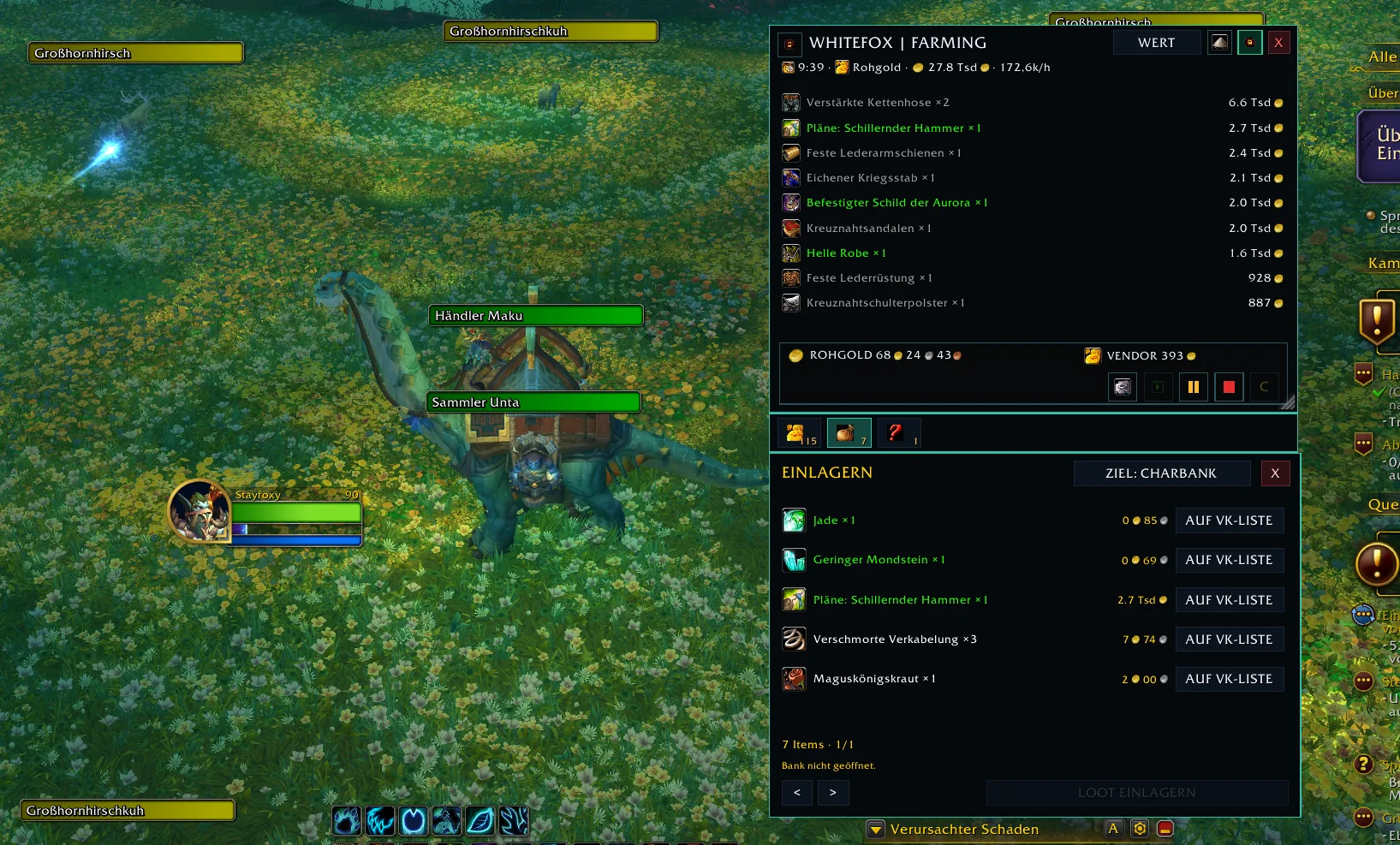 Gold Farming HUD im laufenden Spiel